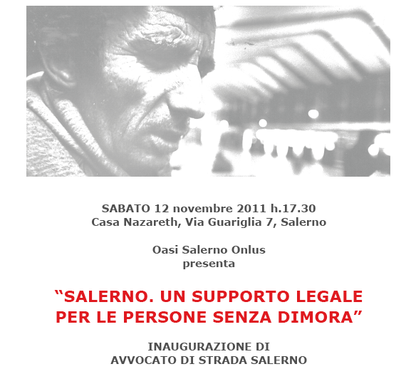 Apre a Salerno un nuovo sportello di tutela legale gratuita per le persone senza dimora