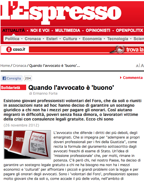 Quando l’avvocato è “buono”. L’inchiesta del settimanale L’Espresso