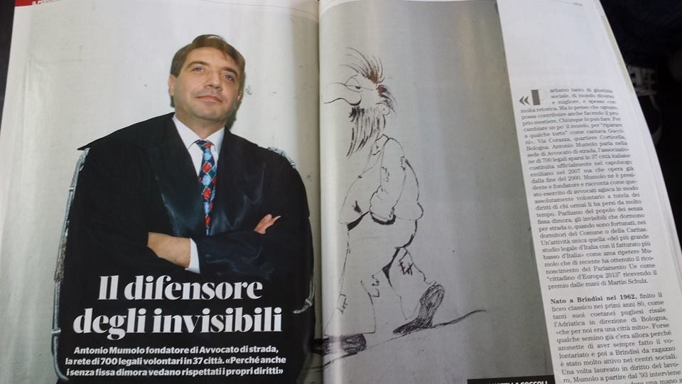LEFT: “Antonio Mumolo, difensore degli invisibili”