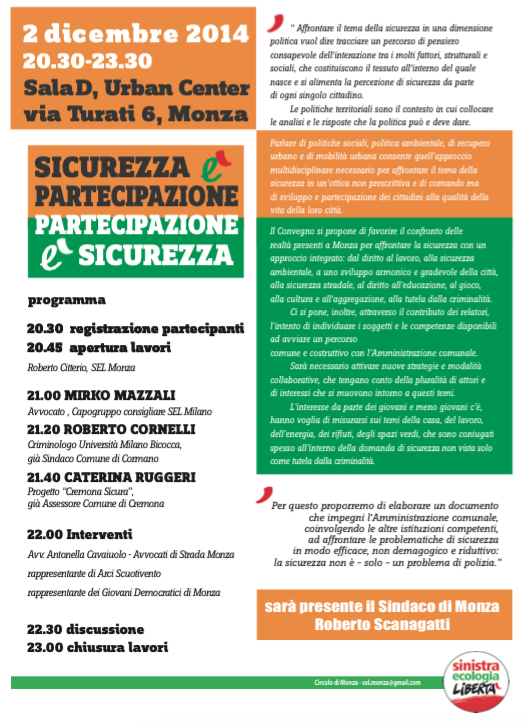 02.12.14 Monza: “Sicurezza è partecipazione”