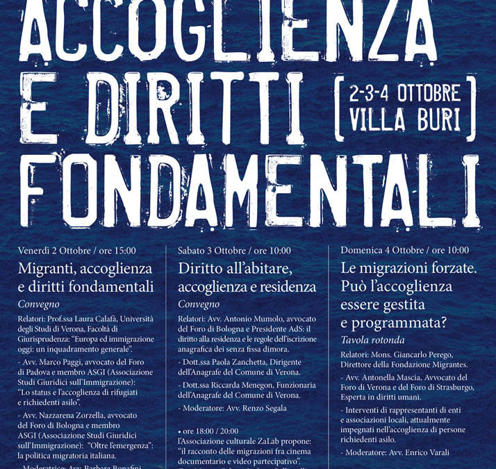2-3-4 ottobre, Verona: “Migranti, accoglienza e diritti fondamentali”