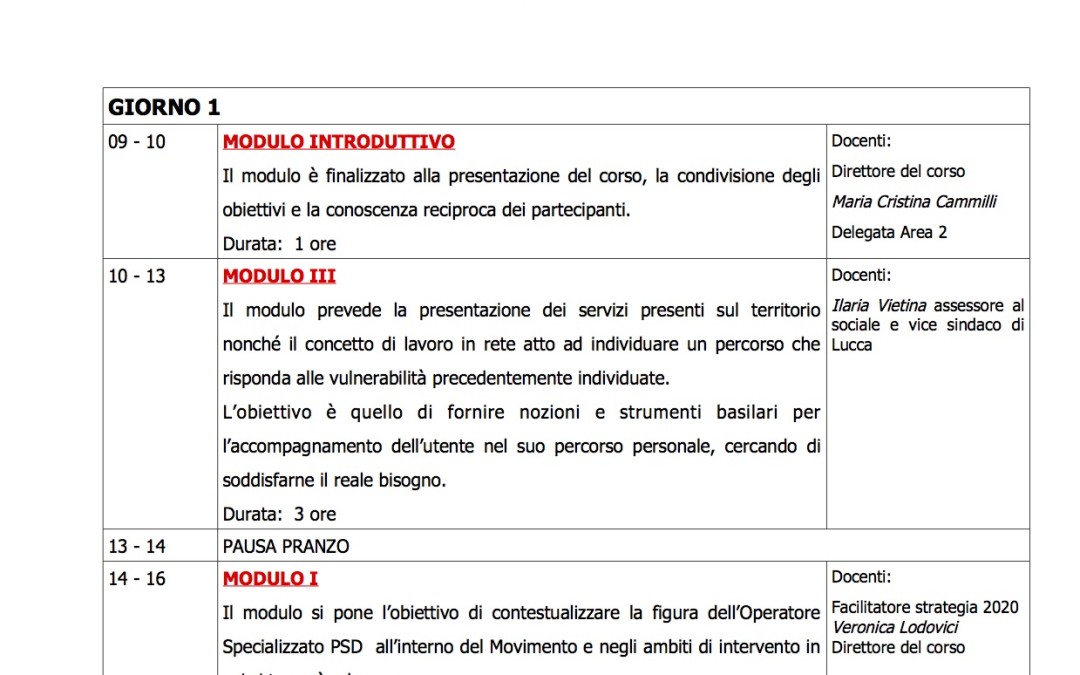 Lucca, corso di secondo livello per “Operatore specializzato persone senza dimora”