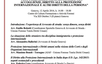 12.04.16  Genova: “Profughi, Migranti e Senza Dimora: tra accoglienza, diritto alla protezione internazionale e altri diritti della persona”