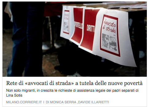 Corriere Milano: “Rete di avvocati di strada a tutela delle nuove povertà”