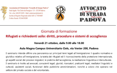 21.10.16 Corso di formazione a Padova: “Rifugiati e richiedenti asilo: diritti, procedure e sistemi di accoglienza”