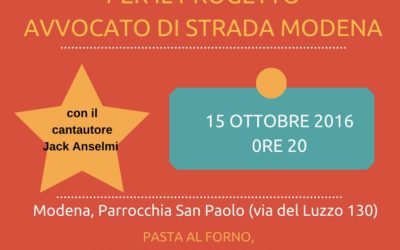 15.10.16 Cena di autofinanziamento per Avvocato di strada Modena