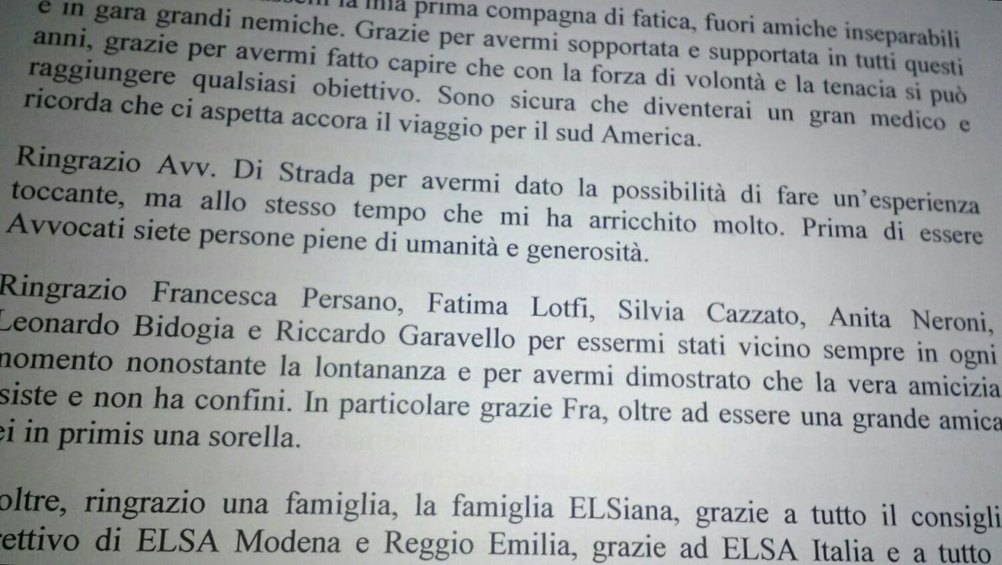 Finire nei ringraziamenti di una tesi di laurea in Giurisprudenza è