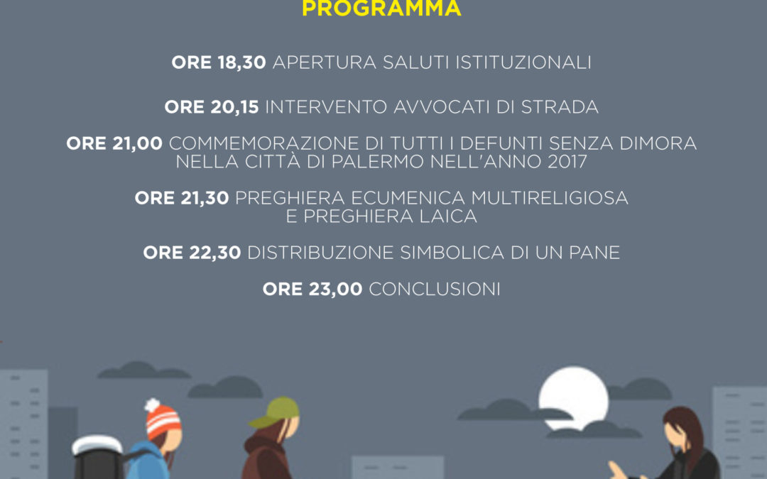 27.10.17 Notte senza dimora a Palermo, in ricordo di tutte le persone senza dimora scomparse