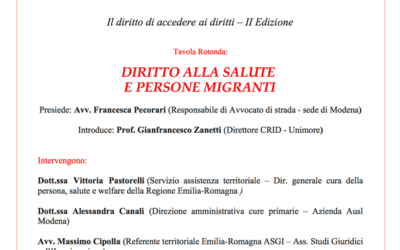22.06.18 Modena. Tavola rotonda “Diritto alla salute e persone migranti”