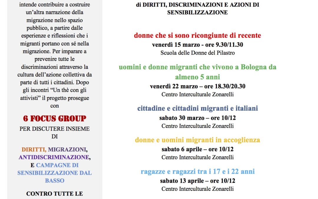 SPEAK UP! PRENDI LA PAROLA! Al via i focus group