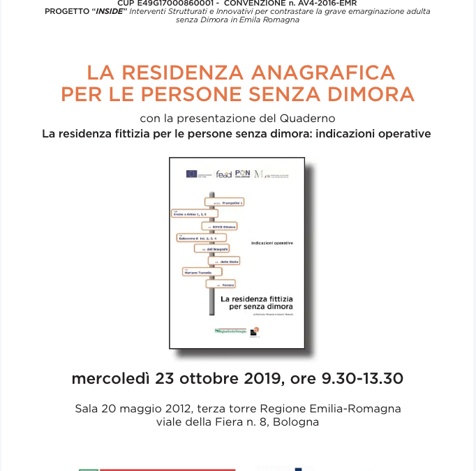23.10.19 Bologna, “La residenza anagrafica per le persone senza dimora”