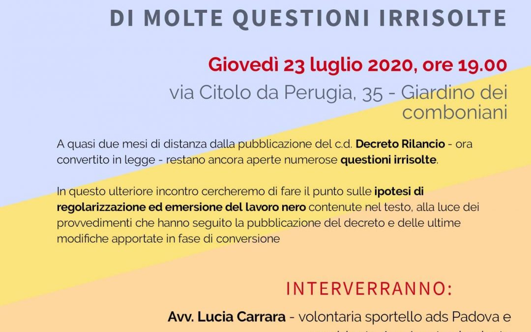 Regolarizzazione 2020: l’emersione di molte questioni irrisolte