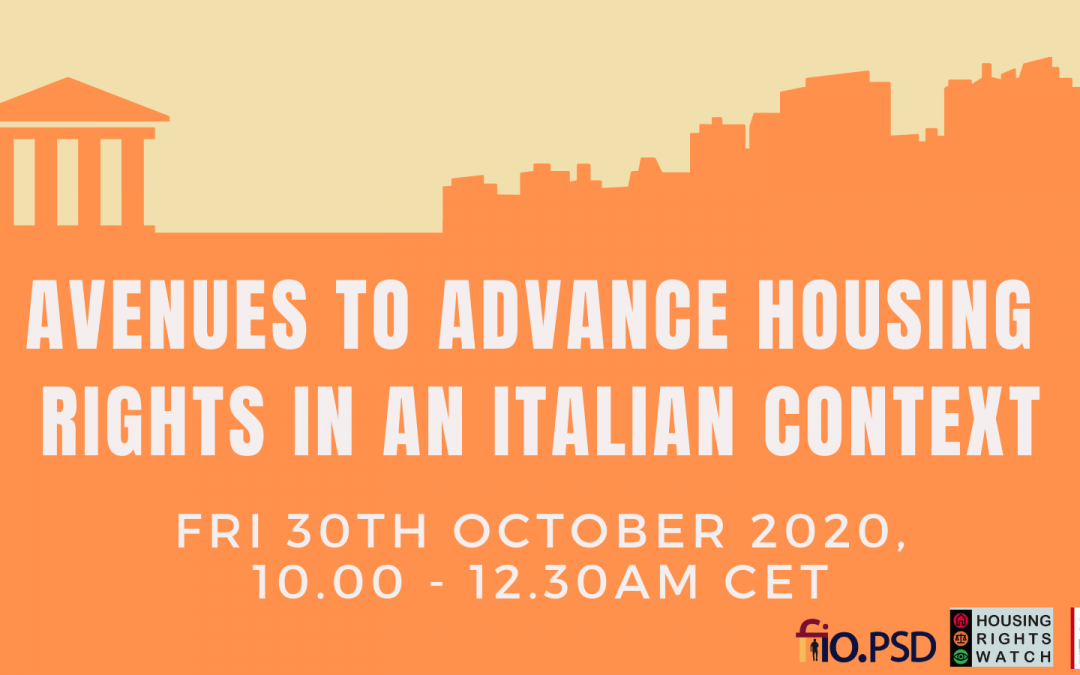 Seminario sul diritto alla casa: “Avenues to advance housing rights in an Italian context”