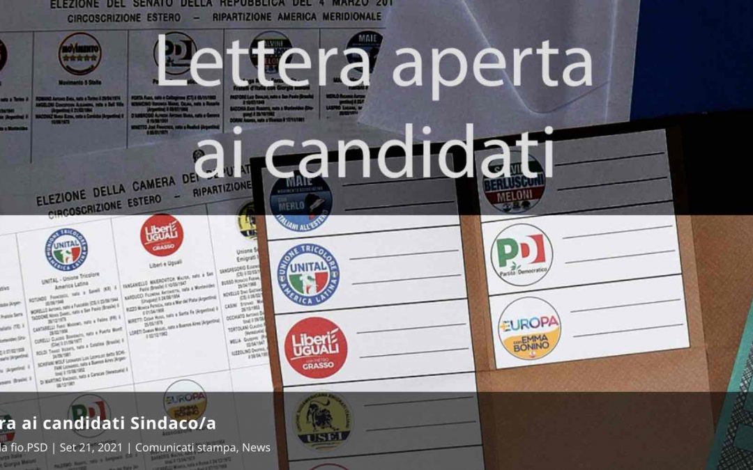 Fio.PSD: “Lettera aperta ai candidati sindaci”