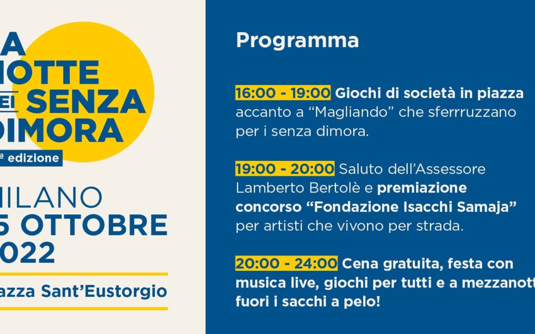 Notte senza dimora Milano 2022