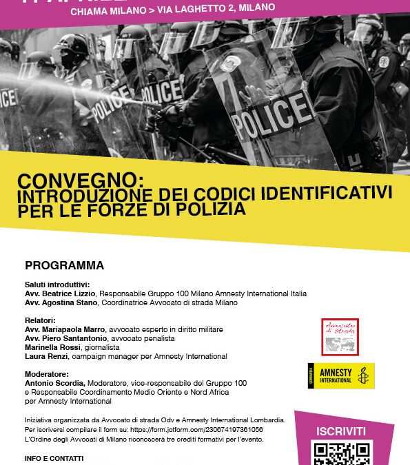 11.04.23 Milano: “Introduzione dei codici identificativi per le forze di polizia”