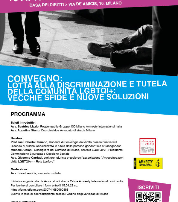19.04.23 Milano: “Lotta alla discriminazione e tutela della comunità LGBTQI+: vecchie sfide e nuove soluzioni”