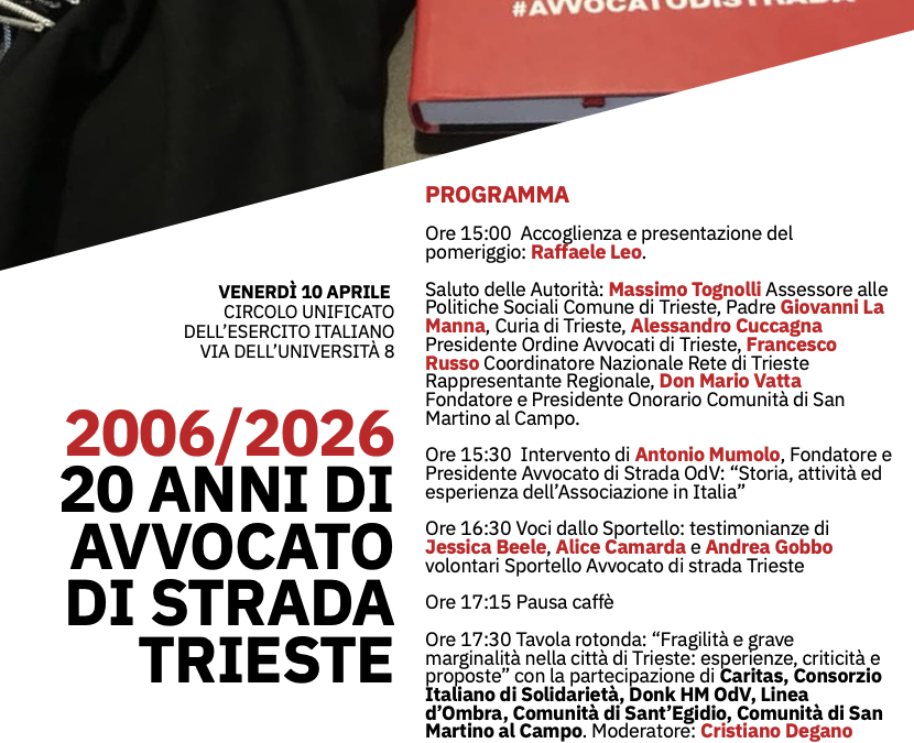 2006/2026 20 anni di Avvocato di strada Trieste